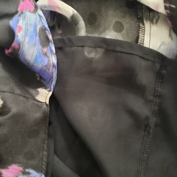 Topshop Shift Dress Women 6 Floral Black Blue Pink High Low Tunic Long Sleeve - Picture 9 of 10